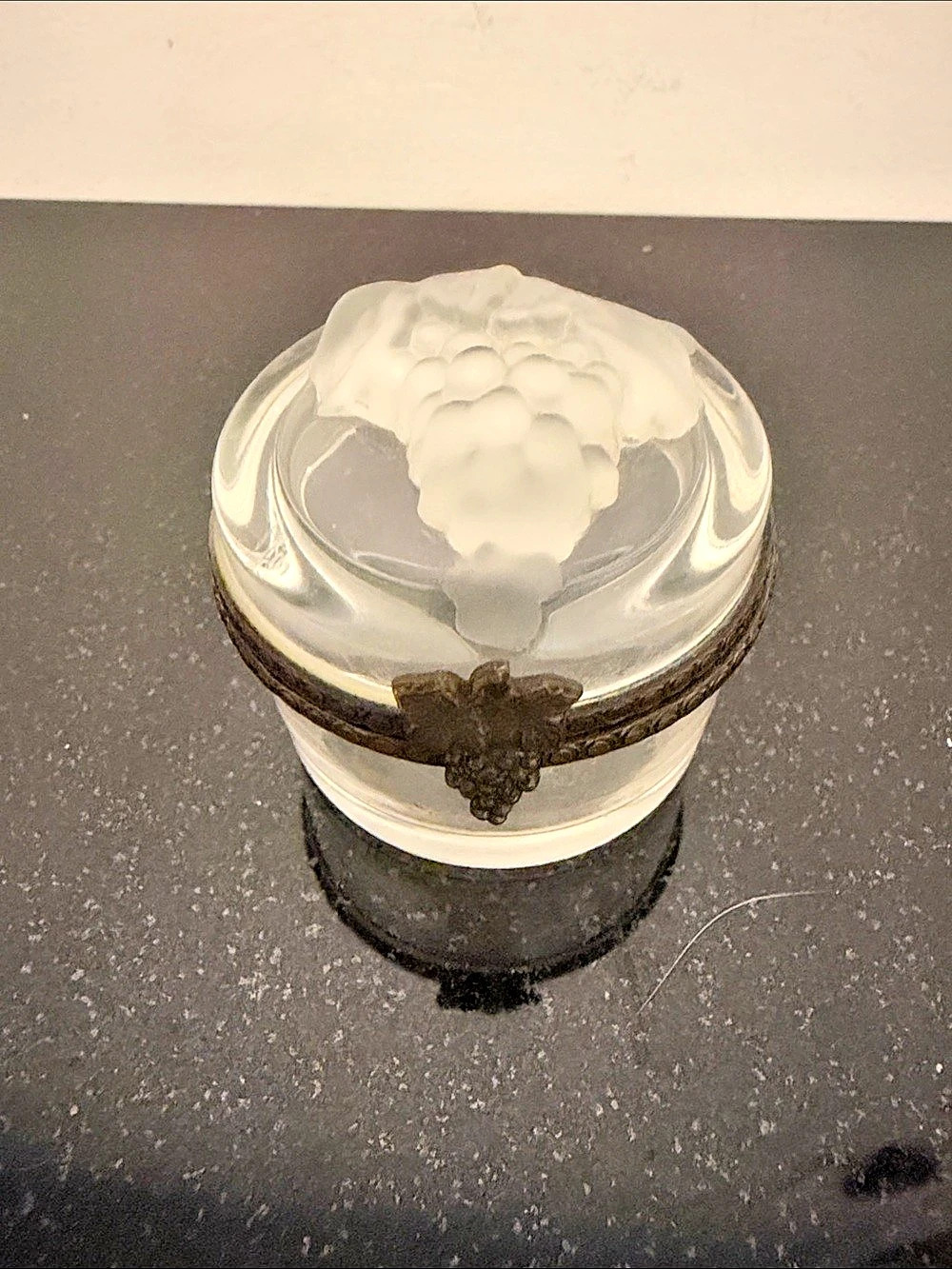 Clear Glass Grape Trinket Box French style